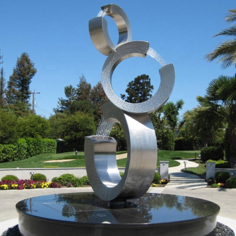 Customized Large Outdoor 304 Garden Art Indoor Decoration Large Metal Sculpture Stainless Steel Water Fountain