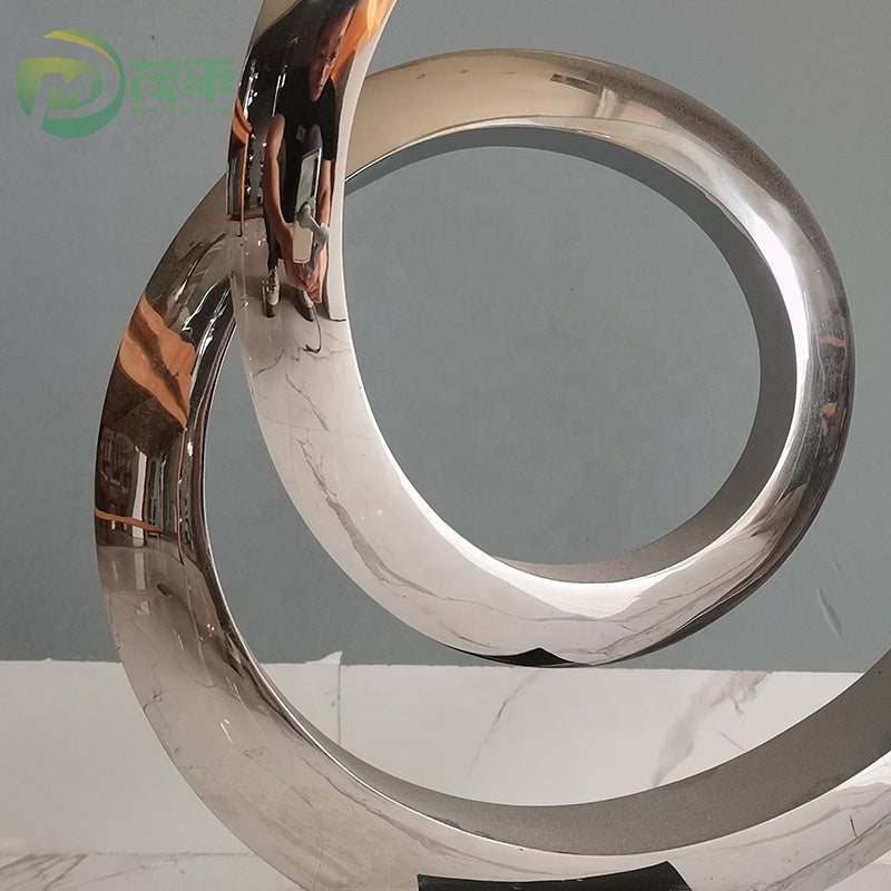 Custom OEM ODM Interior Outdoor Decoration Curved Abstract Art Metal Stainless Steel Sculpture