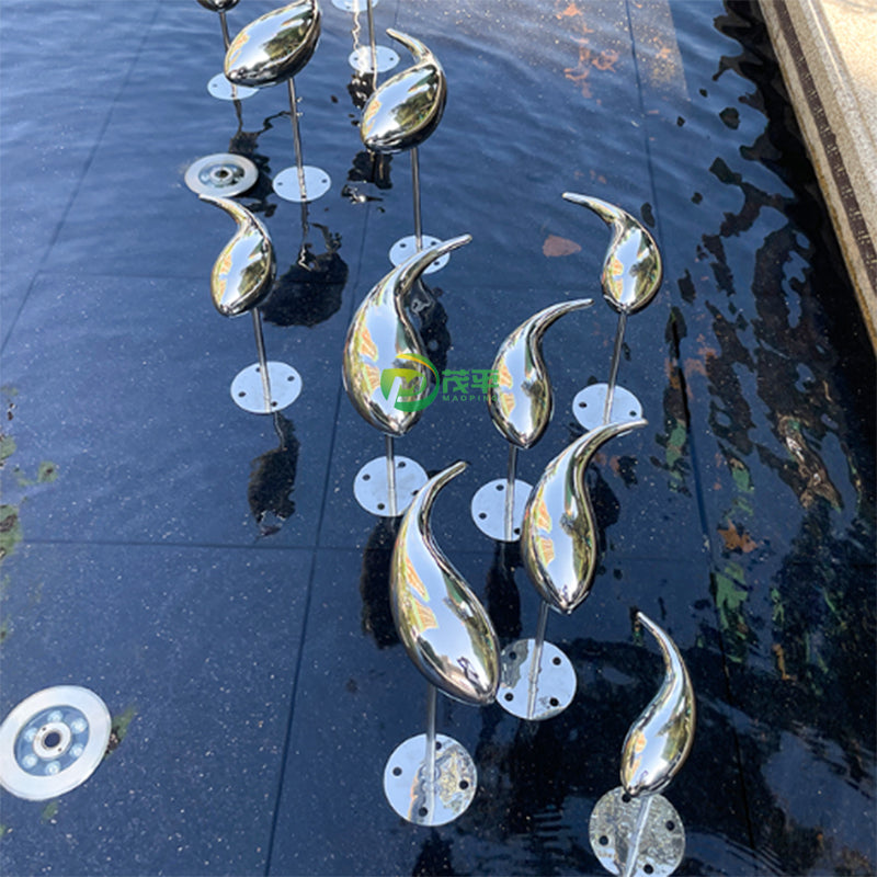 Custom Color Size Outdoor Art Modern Metal Decorations Landscape Fish Stainless Steel Sculpture