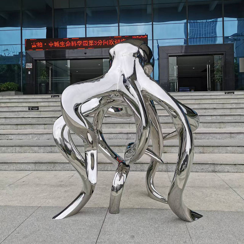 High Quality Customized Modern Outdoor Garden Indoor Metal Ornaments 3D Animal Art Octopus Stainless Steel Sculpture