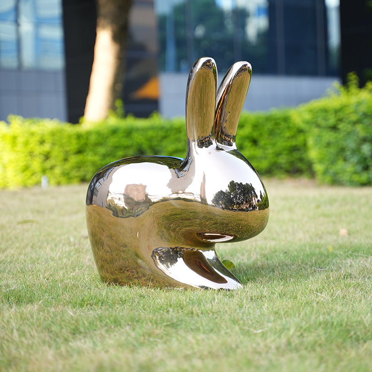 Modern Decor Art Ornaments Home Metal Stainless Steel Sculpture Rabbit Garden Decoration