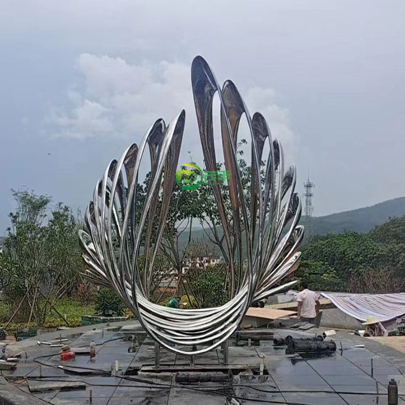 Custom OEM ODM Garden Park Large Abstract Wing Sculpture Statue Metal Sculpture Art Stainless Steel