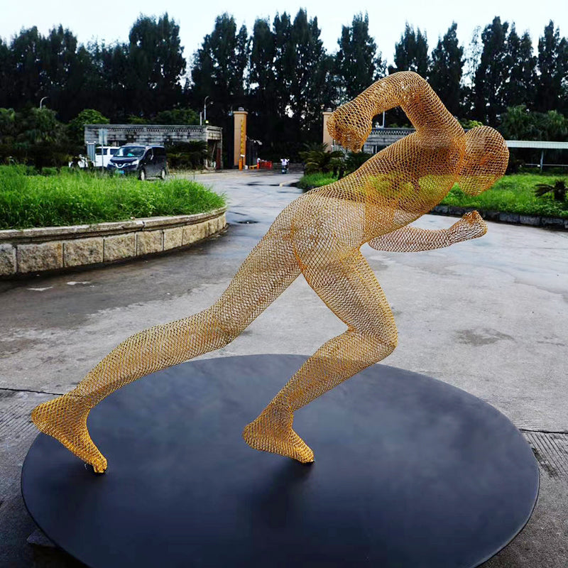Outdoor garden stainless steel tube abstract runner sculpture