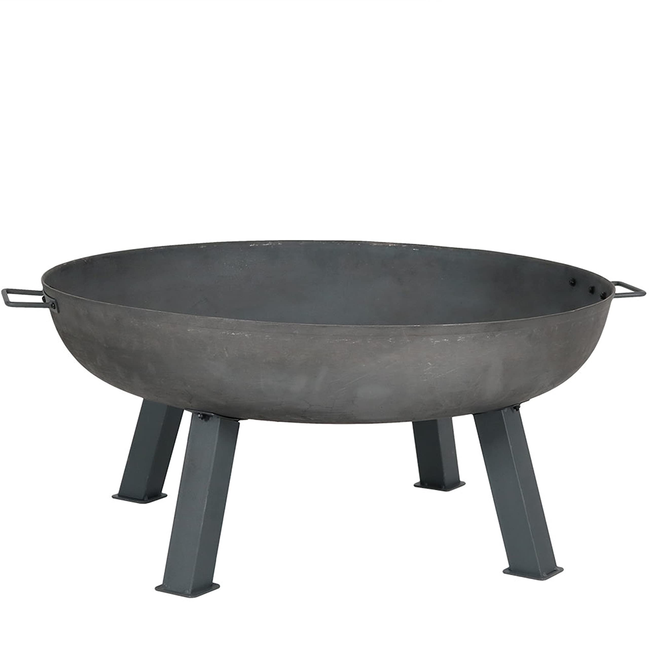 Rustic Steel Colored Cast Iron Fire Bowl With Handles Outdoor Wood Burning Fire Pit Bowl For Backyard Patio or Porch