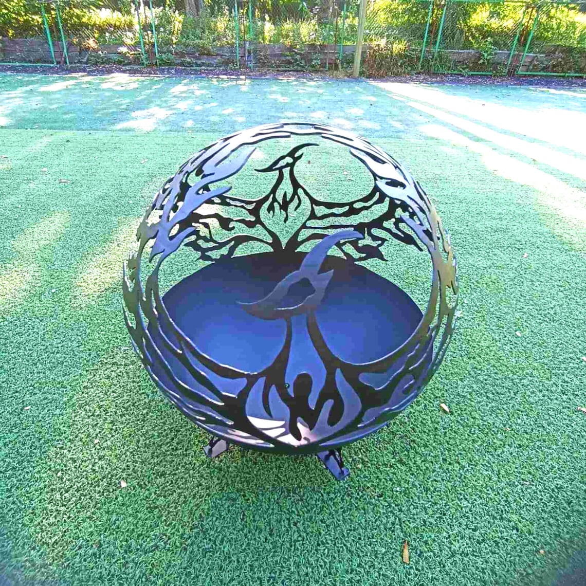 Personalization Custom Outdoor Metal Art Fireplace Phoenix Wood Burning Fire Pit Sphere