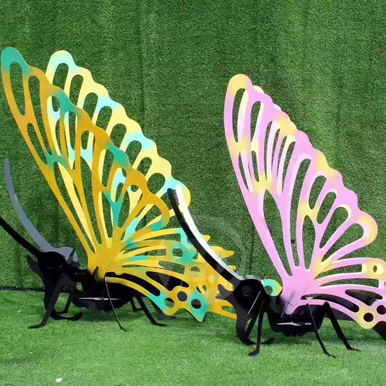 Colorful Modern Simple 304 316 Stainless Steel Craft Animal Sculpture Lawn Butterfly sculpture Decoration