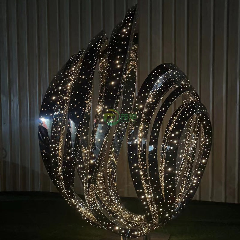 Large stainless steel ribbon abstract sculpture