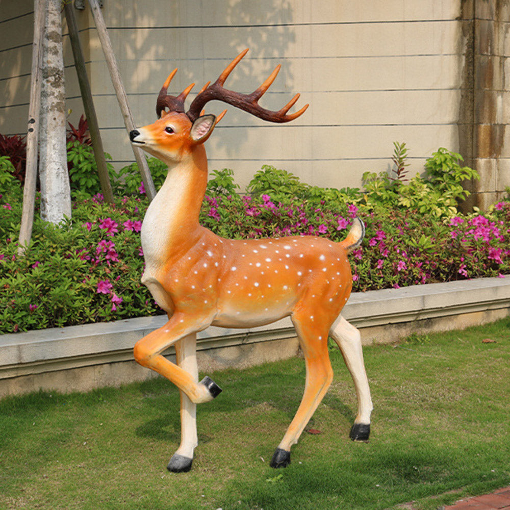 Sitting Standing Deer Statues Fiberglass Sika Deer Figurines Ornaments Garden Decor