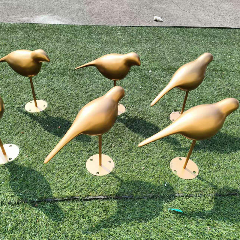 Outdoor decoration stainless steel golden bird sculpture