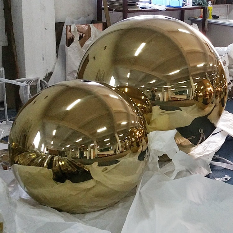 Modern Custom Large Polished Garden Decorative Hemisphere 304 316 Stainless Steel Hollow Half Spheres Metal Golden Balls