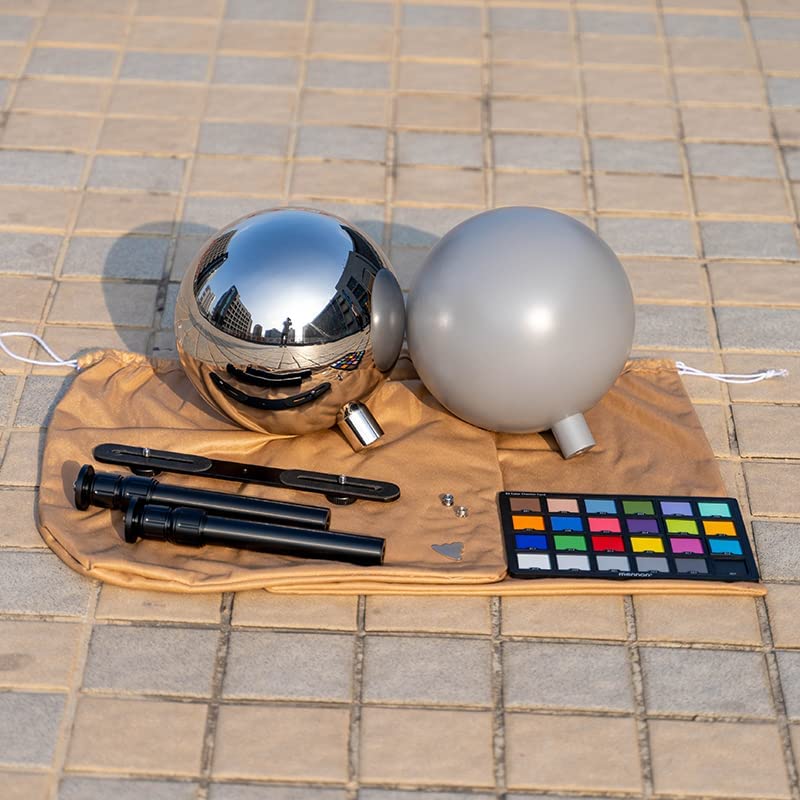 126mm 200mm 63mm 250mm Visual Effect VFX Supervision Kit HDRI Color Checker with Chrome And Grey Ball 3D Lighting Reference Ball
