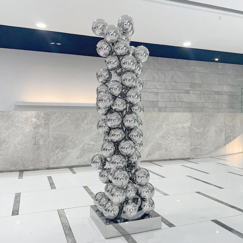 Glossy mirror metal ball sculpture stainless steel sphere decoration metal art