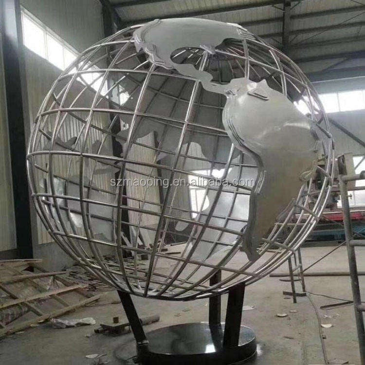 Customized large-scale creative hollowed out world modern outdoor landscape metal stainless steel sculptures in various sizes