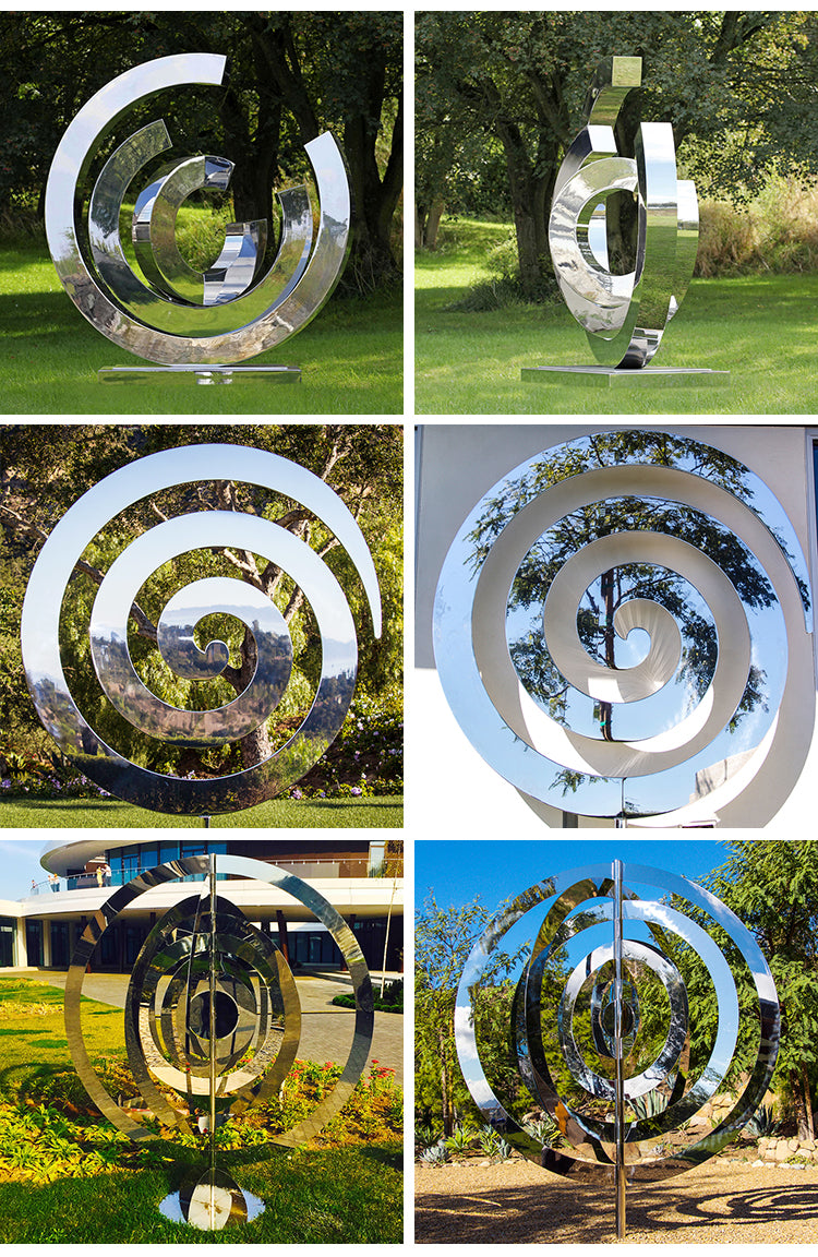 High Quality Customized Modern 3D Luxury Outdoor Indoor Metal Ornament Art Decor Abstract Ring Stainless Steel Sculpture