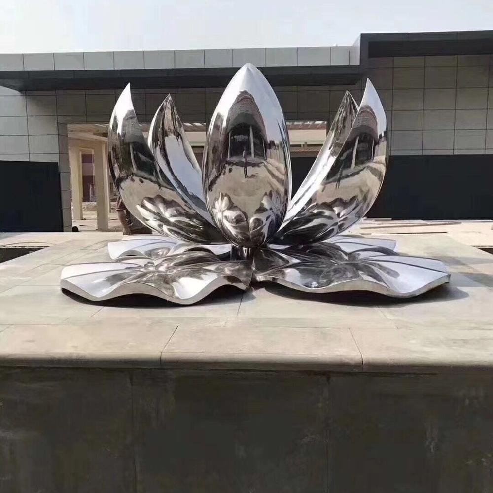 Beauty Lotus Flower Sculpture Outdoor Customized Art Decorations Large Size