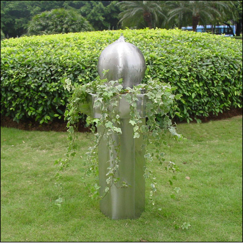 Decoration Outdoor Garden Large Modern Abstract Stainless Steel Metal Hollow Sphere Feature Ball Sculpture Modern Water Fountain