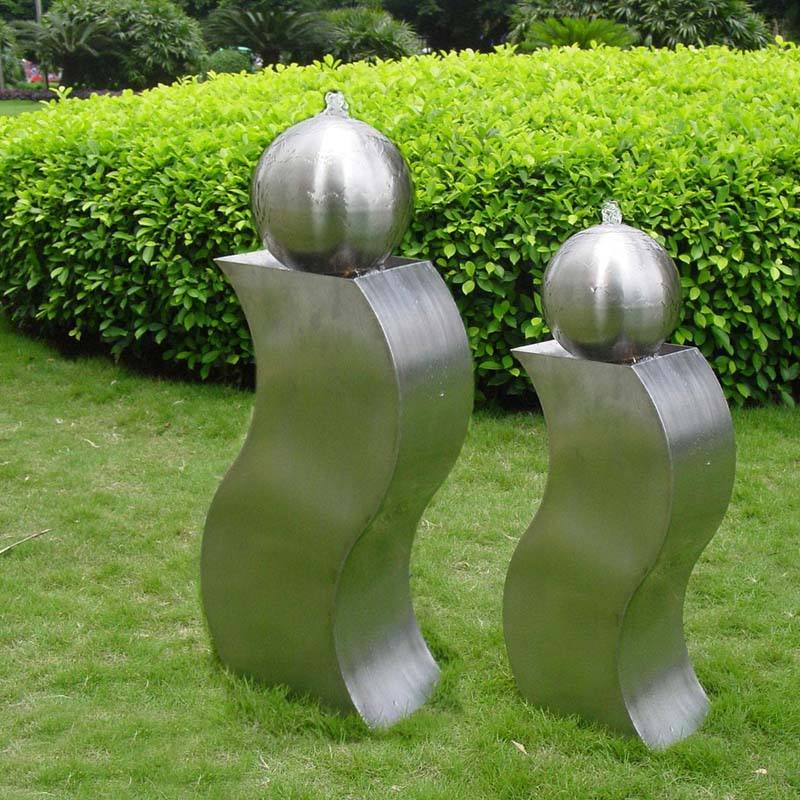 Decoration Outdoor Garden Large Modern Abstract Stainless Steel Metal Hollow Sphere Feature Ball Sculpture Modern Water Fountain