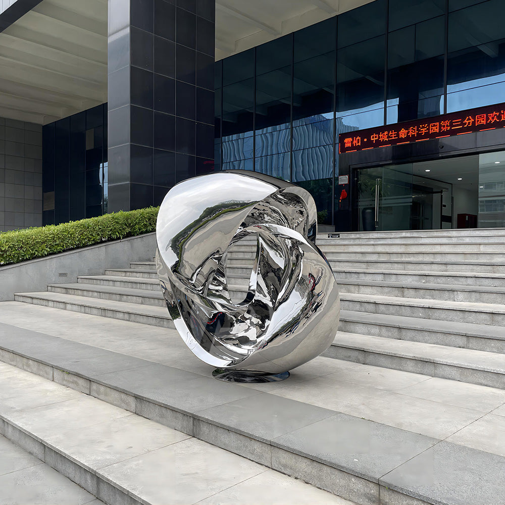 Custom Outdoor Garden Large Statue Metal Abstract Mirror Art Stainless Steel Sculpture