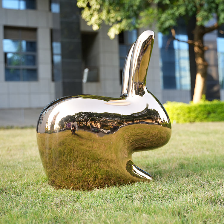 Modern Decor Art Ornaments Home Metal Stainless Steel Sculpture Rabbit Garden Decoration
