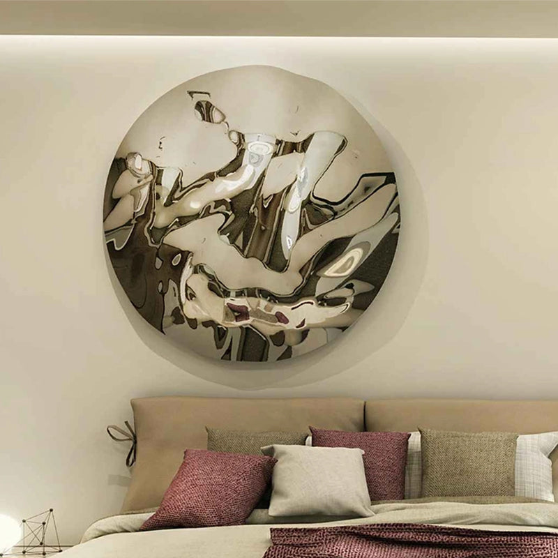 Home Hotel Wall Decoration Stainless Steel Mirror Polishing Round Circle Wall Sculpture