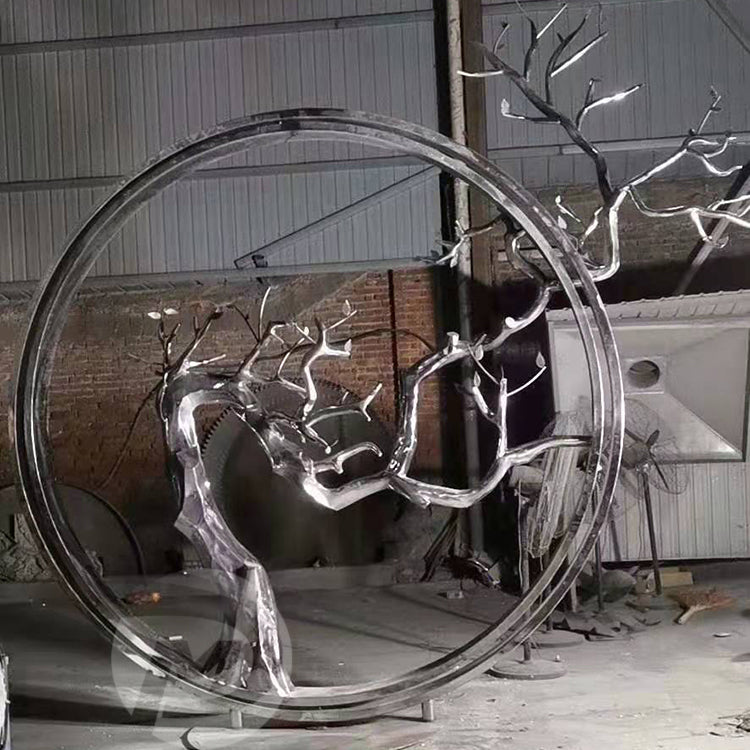 Customsized Modern Outdoor Metal Art Statue Large Circle Stainless Steel Garden Sculpture