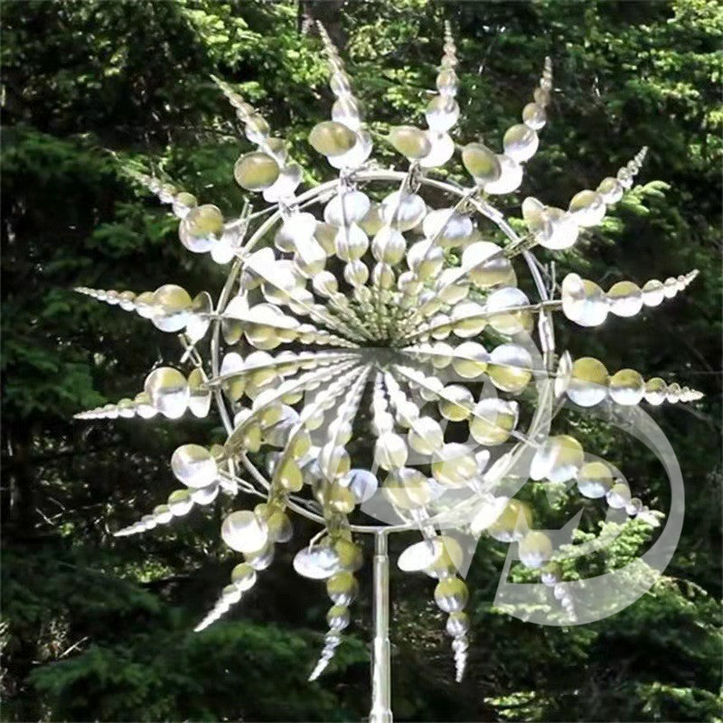 Outdoor Metal Art Stainless Steel Rotating Kinetic Wind Sculpture Garden Decor Led Sculpture