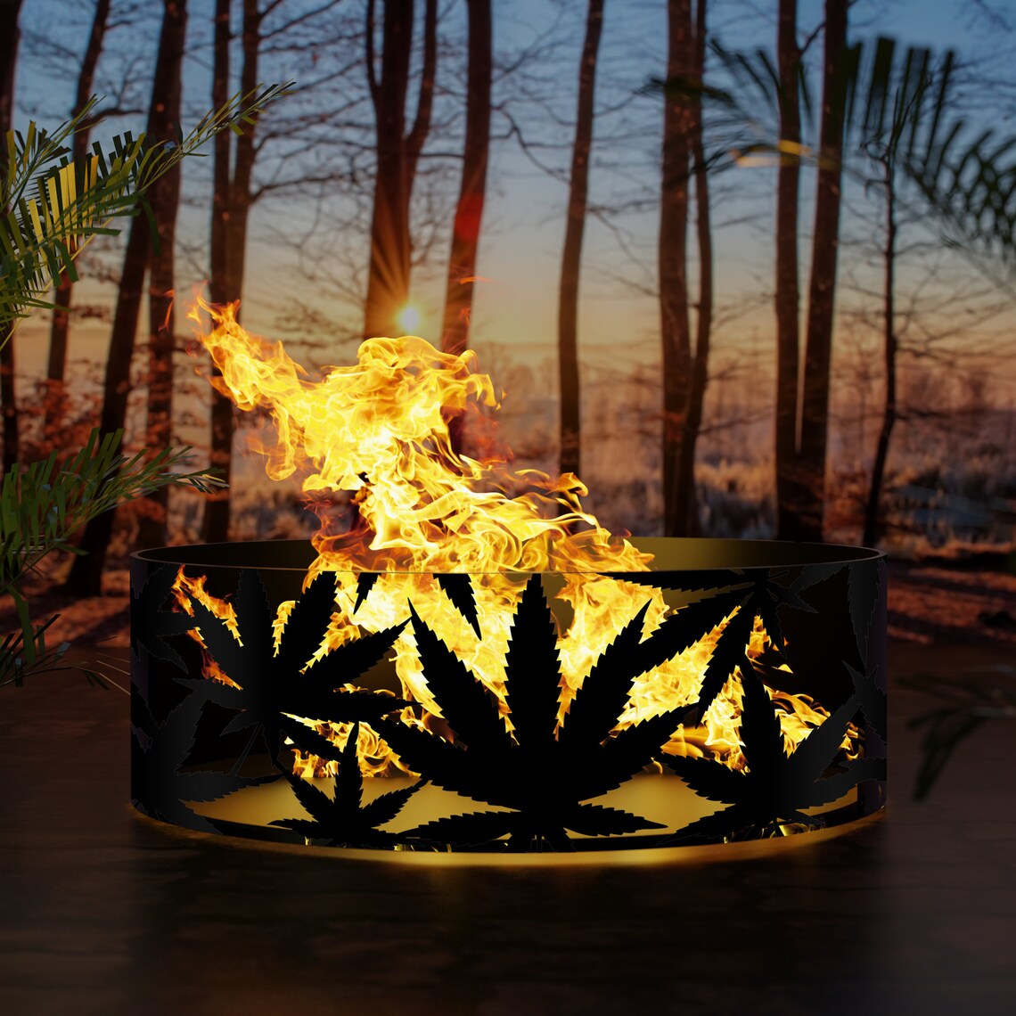 Leaves Garden Fireplace Wildlife Lover Gift Personalized Heavy Duty Fire Pit Ring