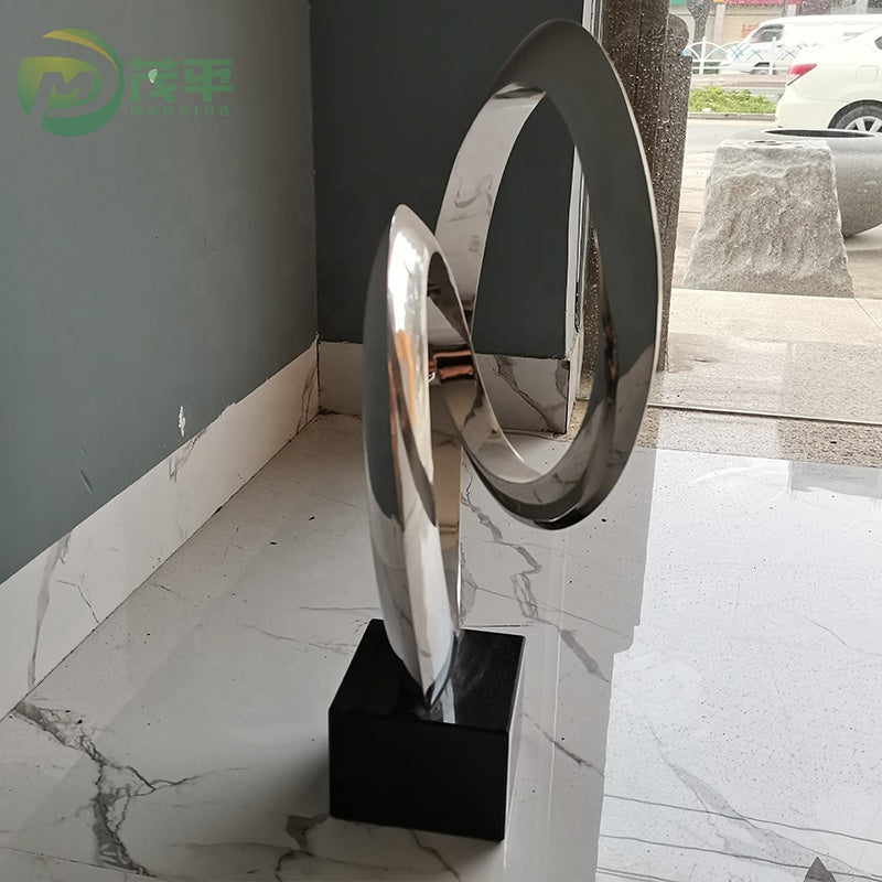 Custom OEM ODM Interior Outdoor Decoration Curved Abstract Art Metal Stainless Steel Sculpture