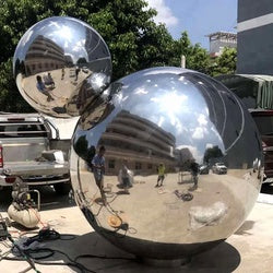 High Quality Customized Large Modern Outdoor Garden Decorative Metal Art Abstract Sphere Snow Ball Stainless Steel Sculpture