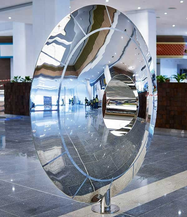 Factory Low Prices Customized Modern Large Huge Round Shape Mirror Polished Stainless Steel Sculpture