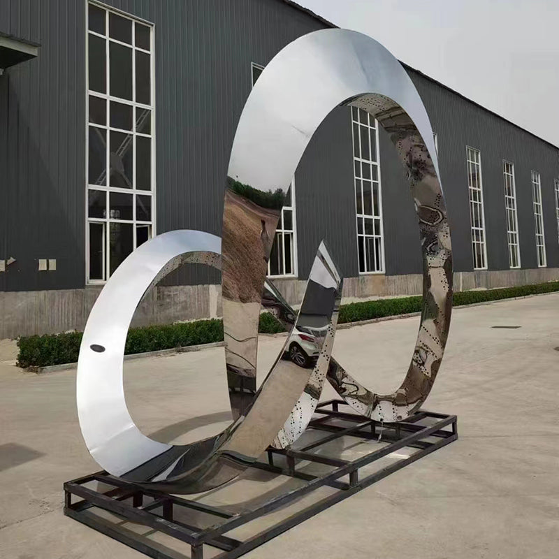 Landmark outdoor metal art decor circle sculpture Stainless Steel Metal Statue