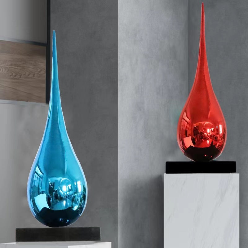 Modern Resin Indoor Abstract Sculpture Polish Minimalist Light Luxury Home Decoration Fiberglass Water Drop Sculpture