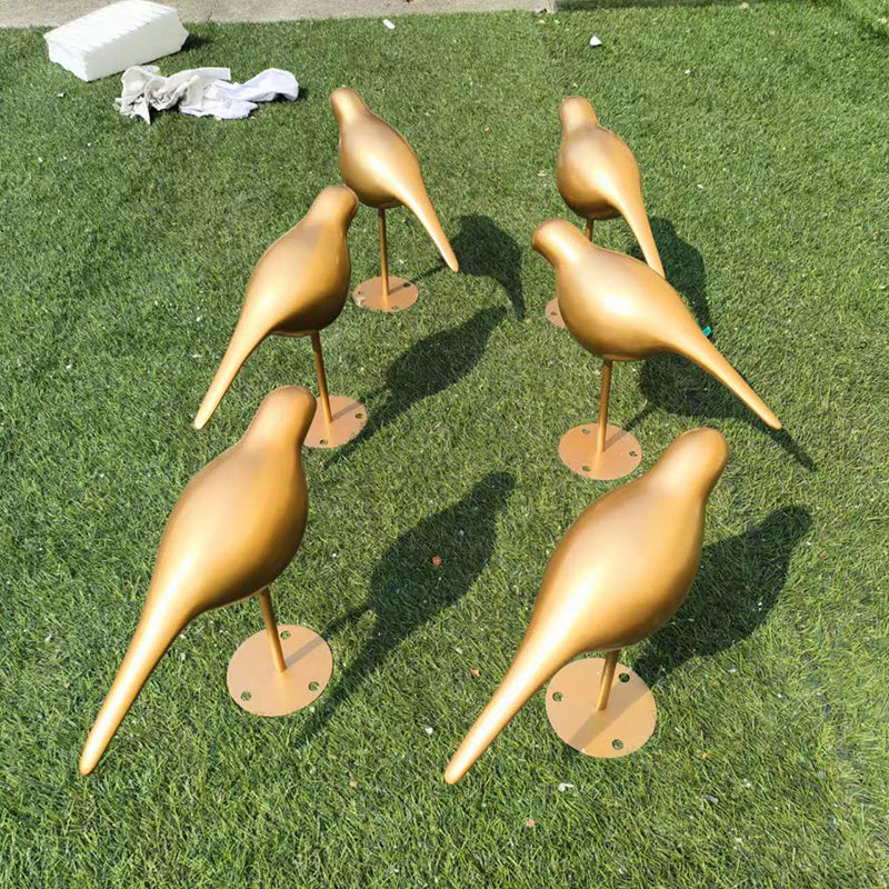 Outdoor decoration stainless steel golden bird sculpture
