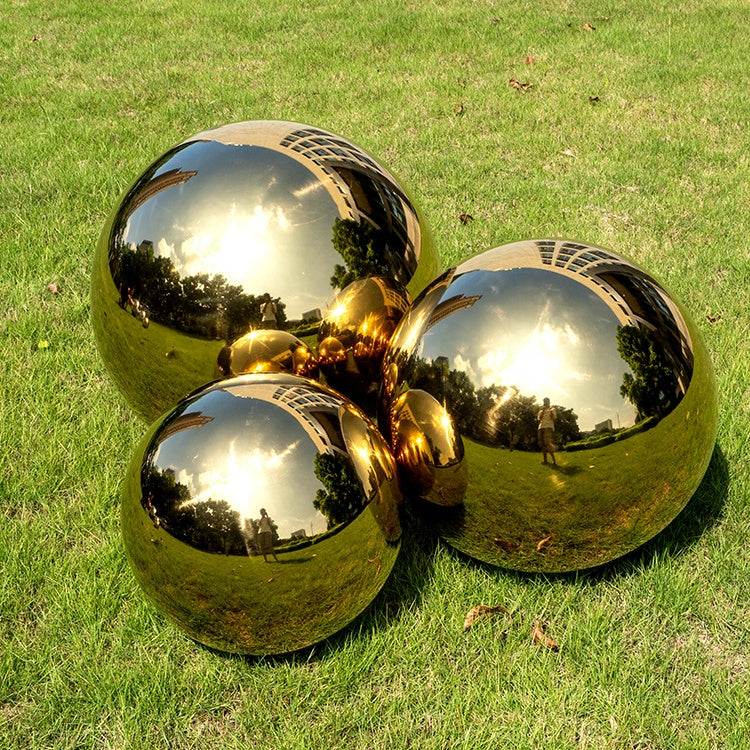 Factory Custom 16 Inch Gold Color Plated Reflective Gazing Hollow Sphere Stainless Steel Ball Sculpture