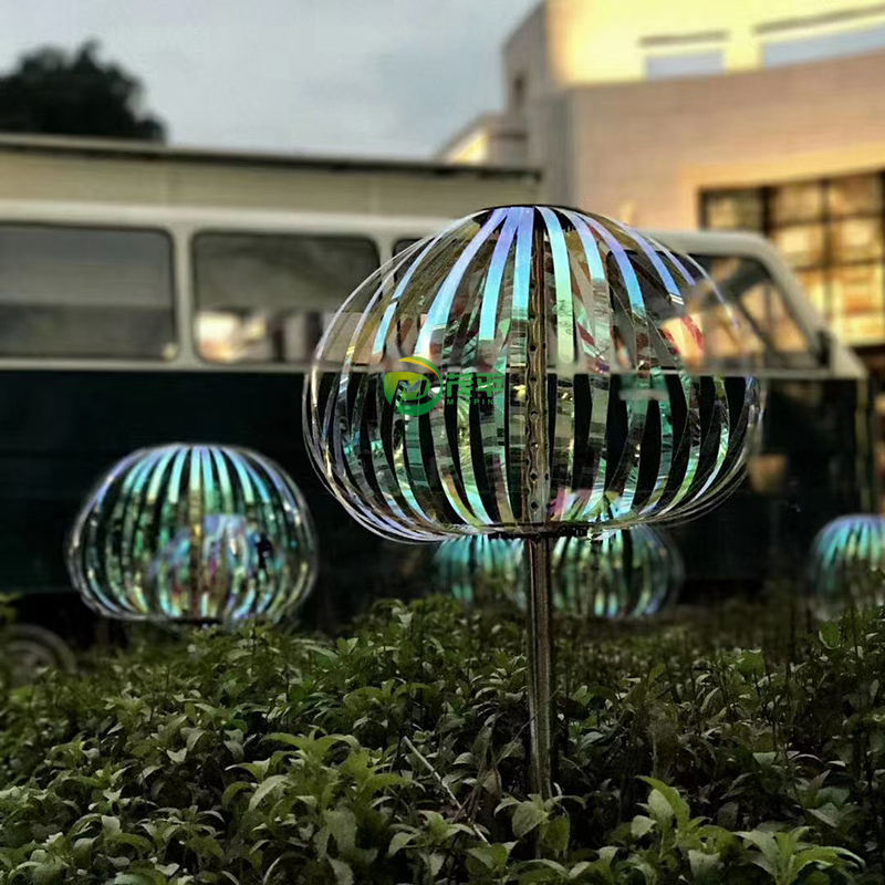 Customized Lighting Modern Garden Decor Metal Art Stainless Steel Abstract Outdoor Metal Steel Dandelion Sculpture With Lights