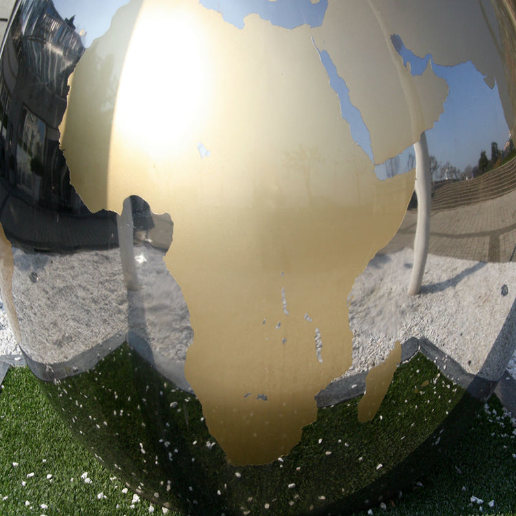 OEM ODM 304 316 Metal Globe Outdoor Garden Sculpture Stainless Steel Hollow Ball Water Fountain