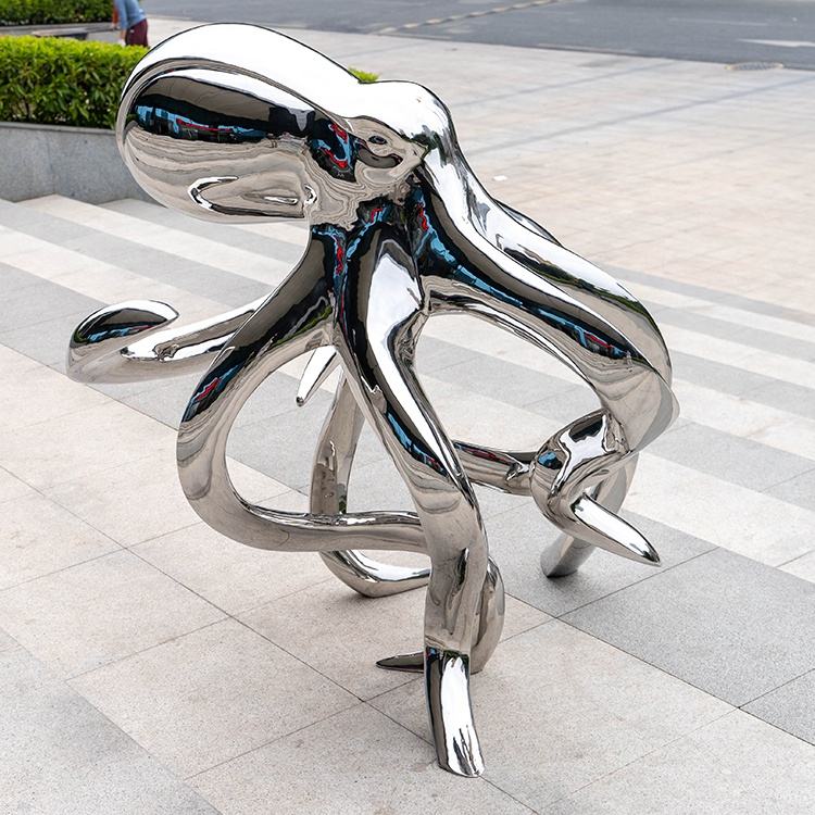 High Quality Customized Modern Outdoor Garden Indoor Metal Ornaments 3D Animal Art Octopus Stainless Steel Sculpture