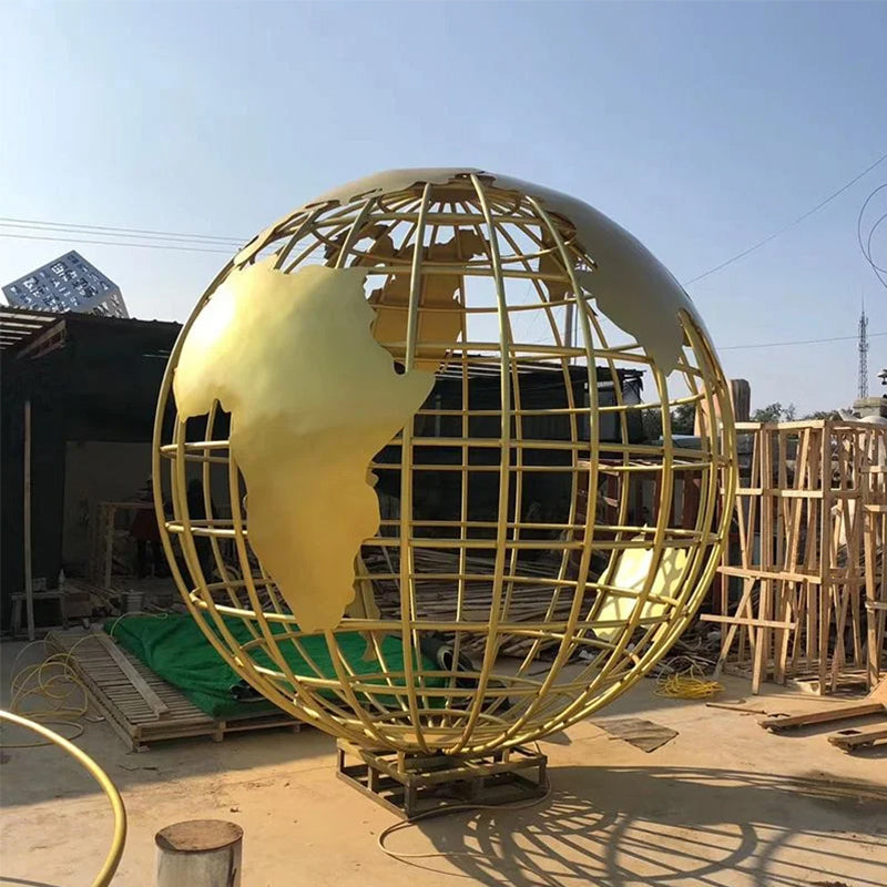 Customized Large Metal Stainless Steel Globe Sculpture For Outdoor