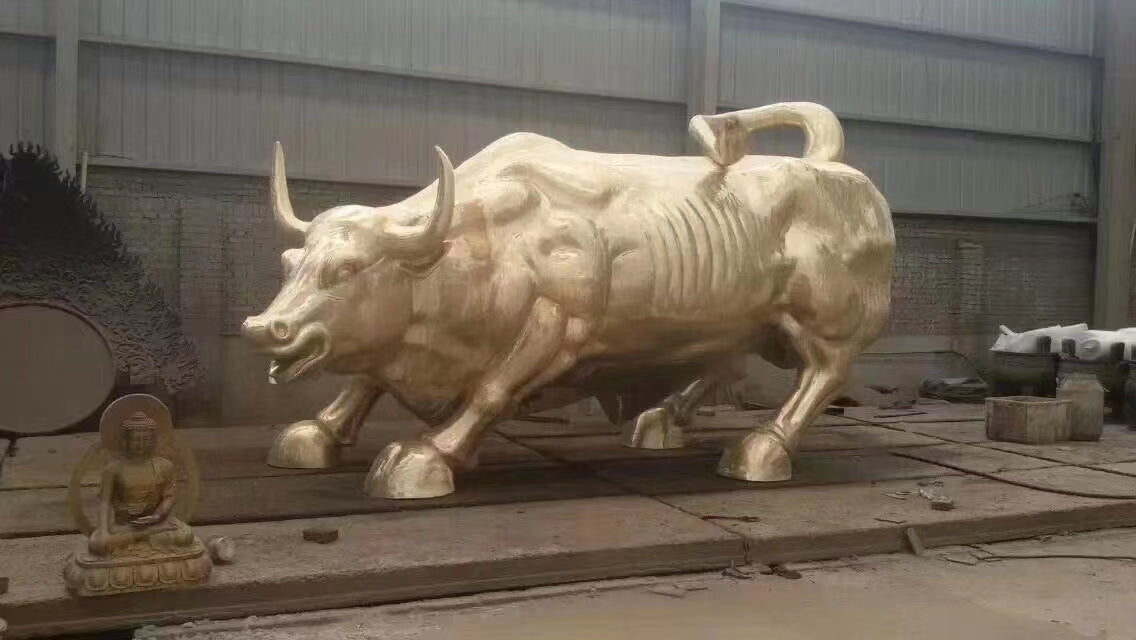 Custom OEM ODM Large Famous Outdoor Garden Decoration Large Bronze Brass Metal Abstract Animal Statue Wall Street Bull